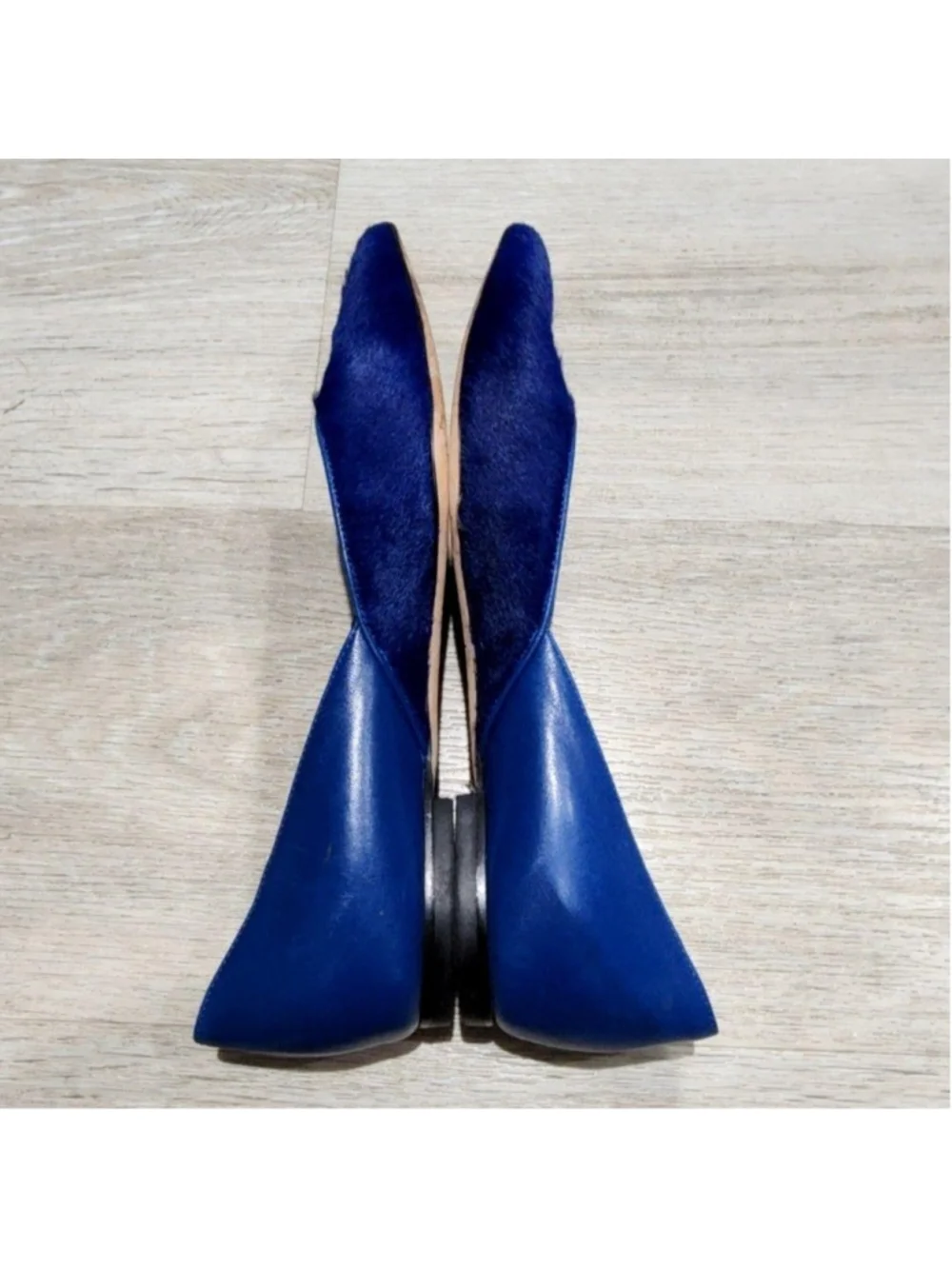 M. Gemi Shoes Womens 7 Blue Leather Pointed Toe Ballet Flats Slip On Italy